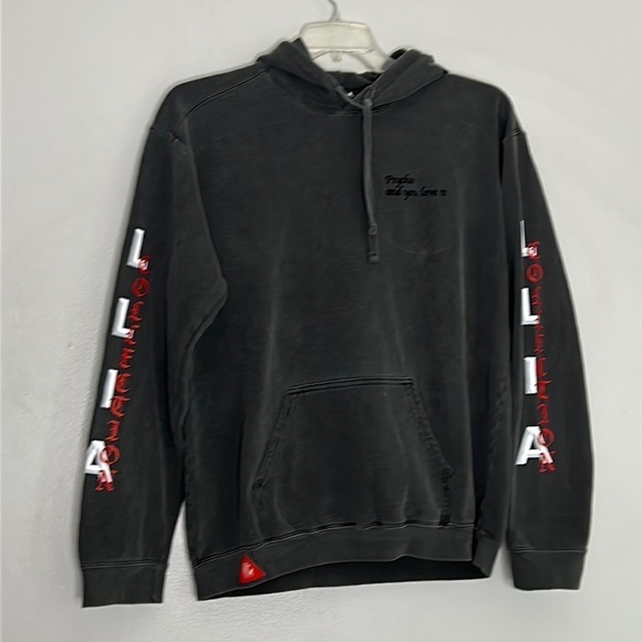 LLIA COLLECTION Psycho and you love it grey hooded sweatshirt small adult - Picture 1 of 10